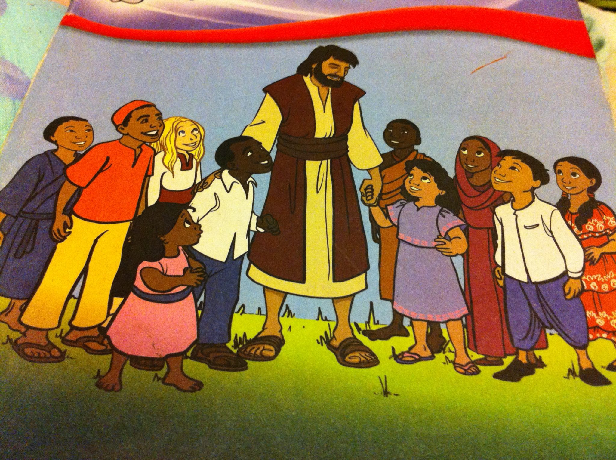 Drawing of Jesus with children
